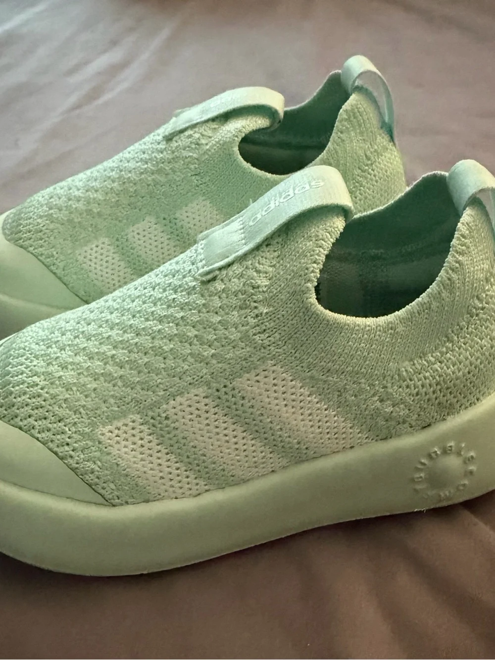 adidas Kids Mint Green Slip-On Knit Sneakers NWOT